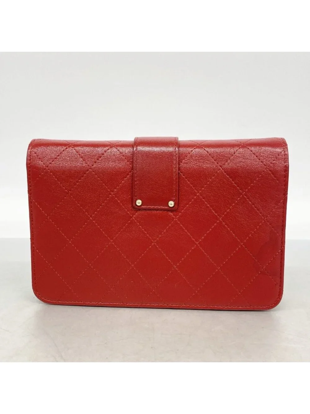 Chanel Wallet on Chain Quilted Leather Red Gold Shoulder Bag